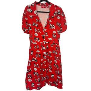 Loungefly Disney Diner Dress Stitch Shoppe Mickey Minnie Comic Strip Red Pockets
